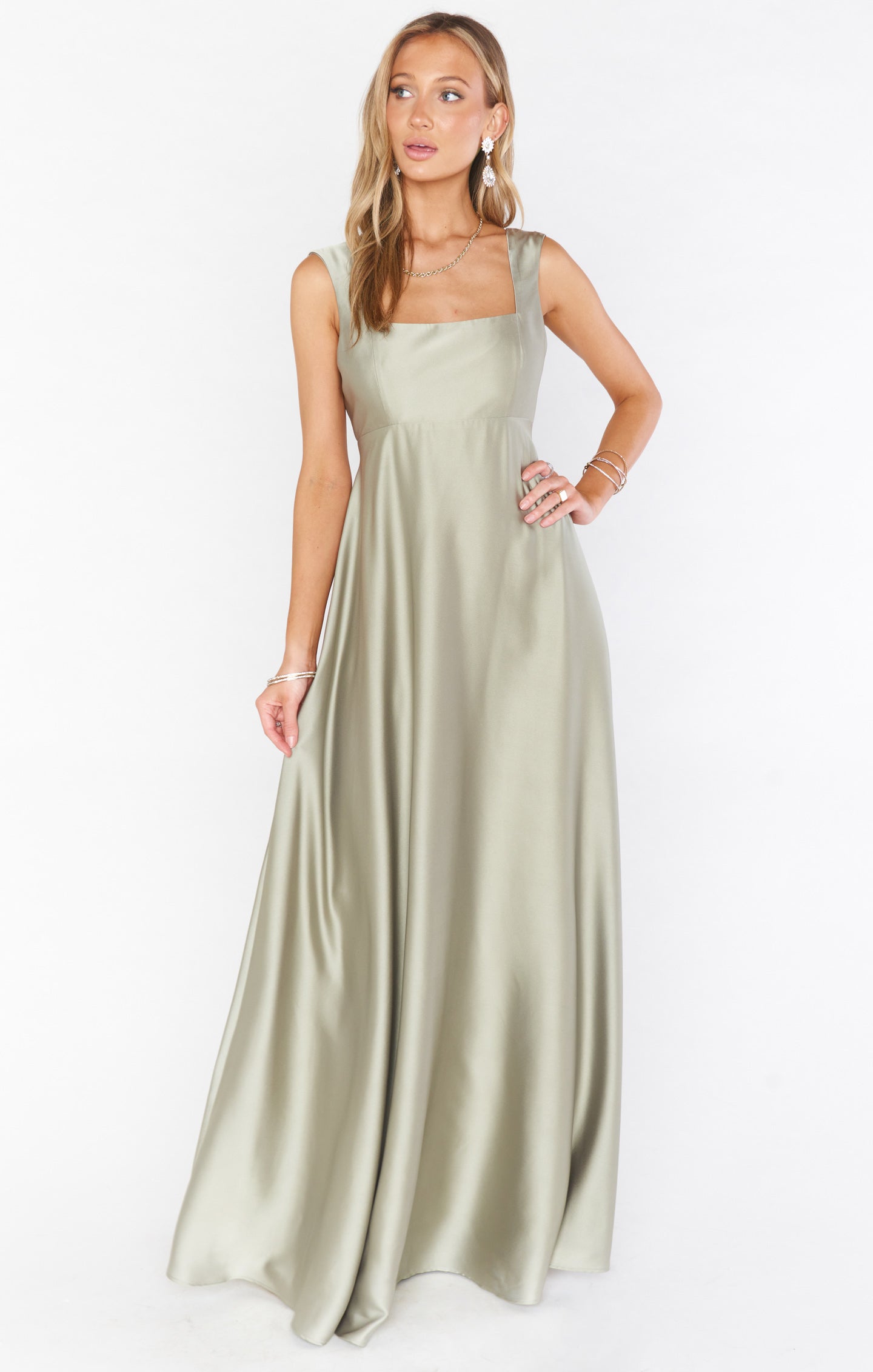 Madi Gown ~ Moss Green Luxe Satin ...